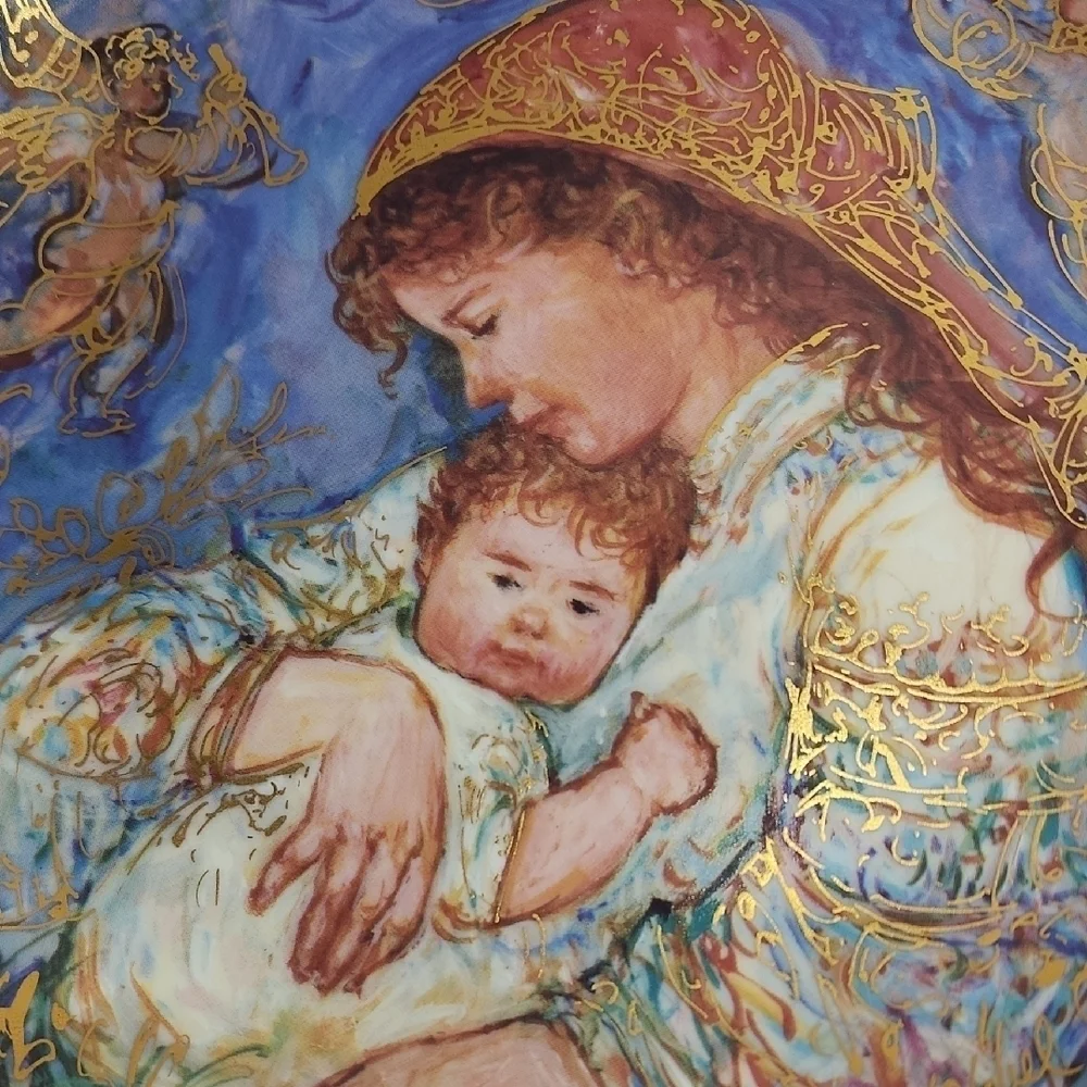 Blue and Gold Art Wall Decor with Ethereal Scene